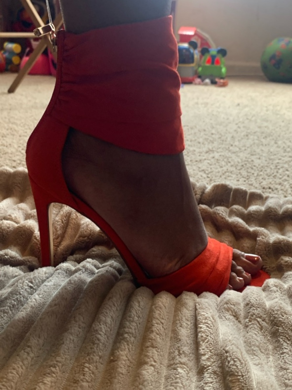 New York & Company Orange Ankle-Wrap Stiletto Heels